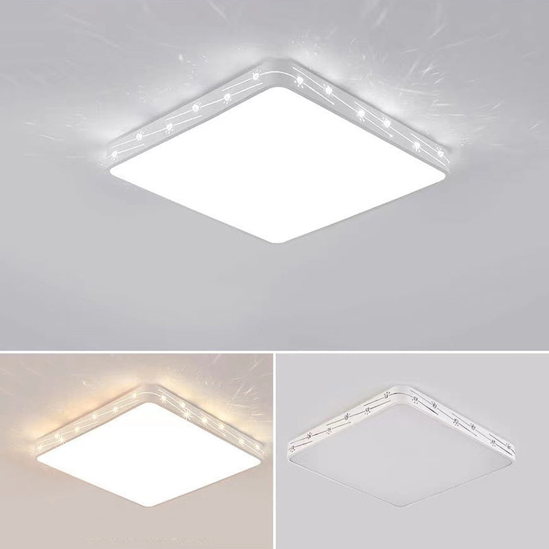 Plafoniera da incasso a soffitto a led quadrata a 1 luce in metallo stile moderno colore bianco