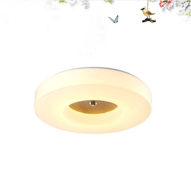 Wooden Circular LED Ceiling Light in Modern Creative Style Acrylic Flush Mount for Living Room
