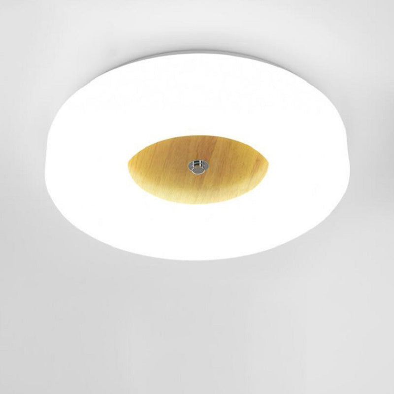 Wooden Circular LED Ceiling Light in Modern Creative Style Acrylic Flush Mount for Living Room