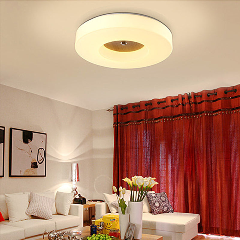 Wooden Circular LED Ceiling Light in Modern Creative Style Acrylic Flush Mount for Living Room