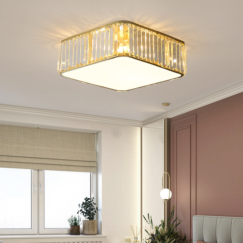 Moderne luxe geometrische inbouw smeedijzeren plafondlamp voor binnen met kristallen kap