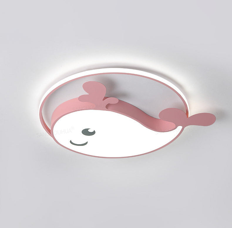 Kinder Kreative LED Deckenleuchte Schmiedeeisen Dolphin Flush Mount mit Acryl Schatten