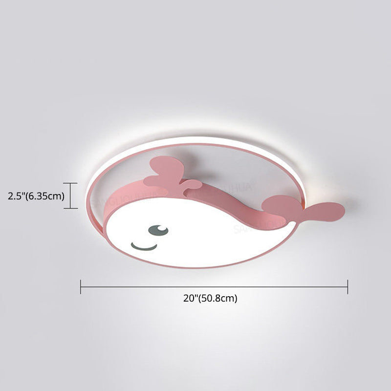 Kinder Kreative LED Deckenleuchte Schmiedeeisen Dolphin Flush Mount mit Acryl Schatten