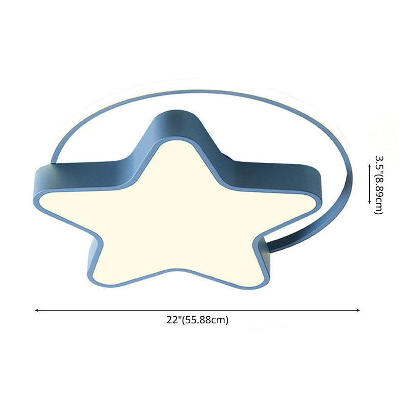 Kids Lovely Star LED Flush Mount Wrought Iron Indoor Ceiling Light with Acrylic Shade