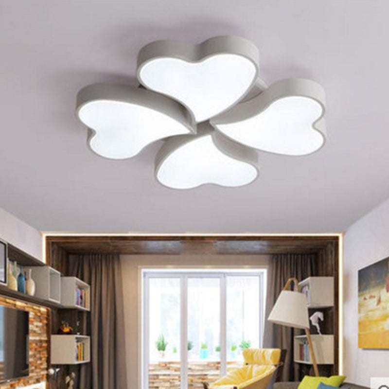 Modern Minimalist LED Ceiling Light Wrought Iron Heart-Shaped Flush Mount with Acrylic Shade