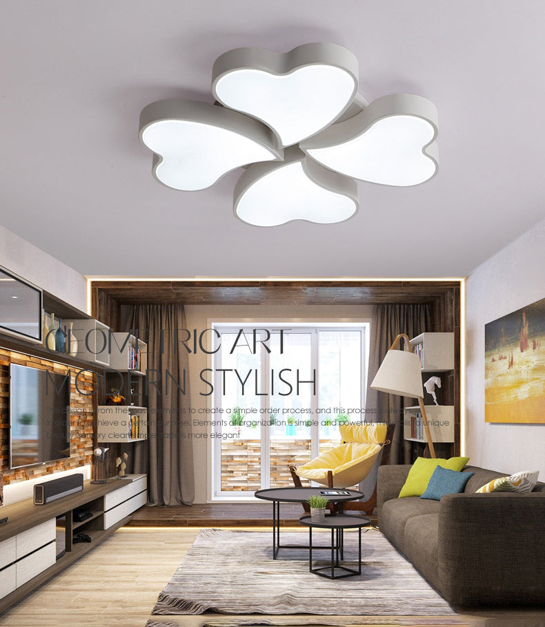Moderne minimalistische LED Deckenleuchte Schmiedeeisen Herz-Shaped Flush Mount mit Acryl-Farbton