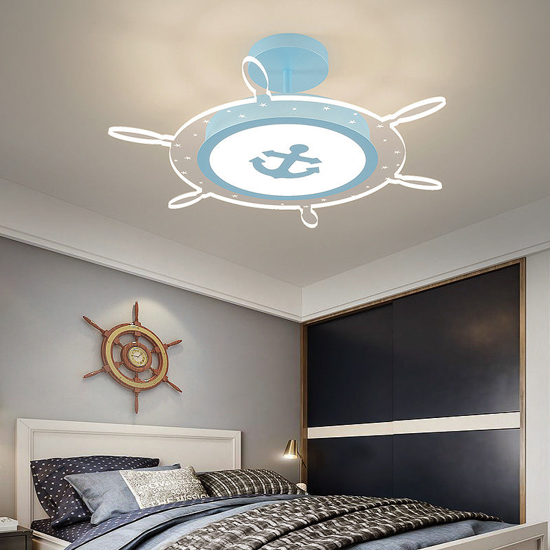 Kids Flush Mount Light Rudder Metal LED Ceiling Mount Light Fixture for Children's Room