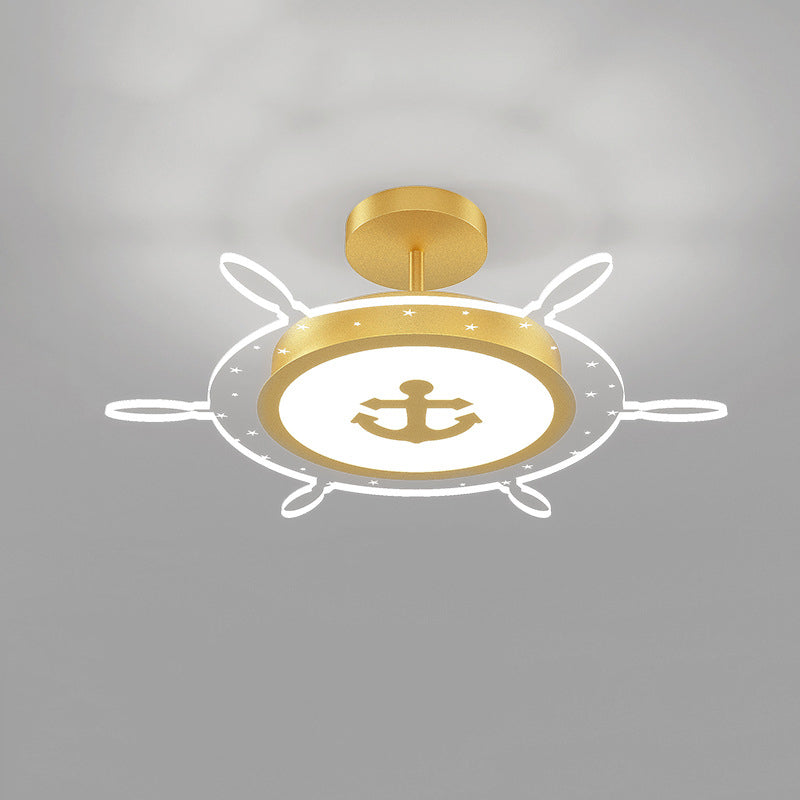 Kids Flush Mount Light Rudder Metal LED Ceiling Mount Light Fixture for Children's Room