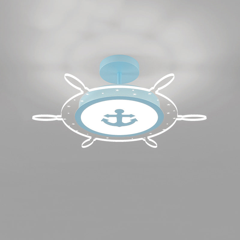 Kids Flush Mount Light Rudder Metal LED Ceiling Mount Light Fixture for Children's Room