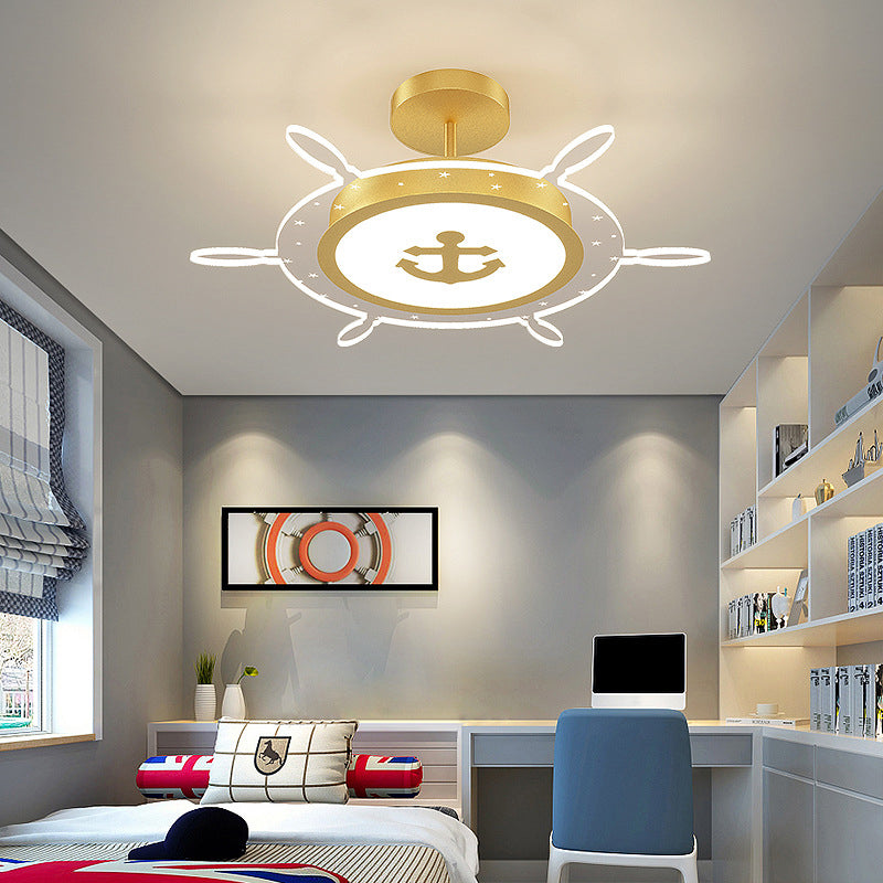 Kids Flush Mount Light Rudder Metal LED Ceiling Mount Light Fixture for Children's Room