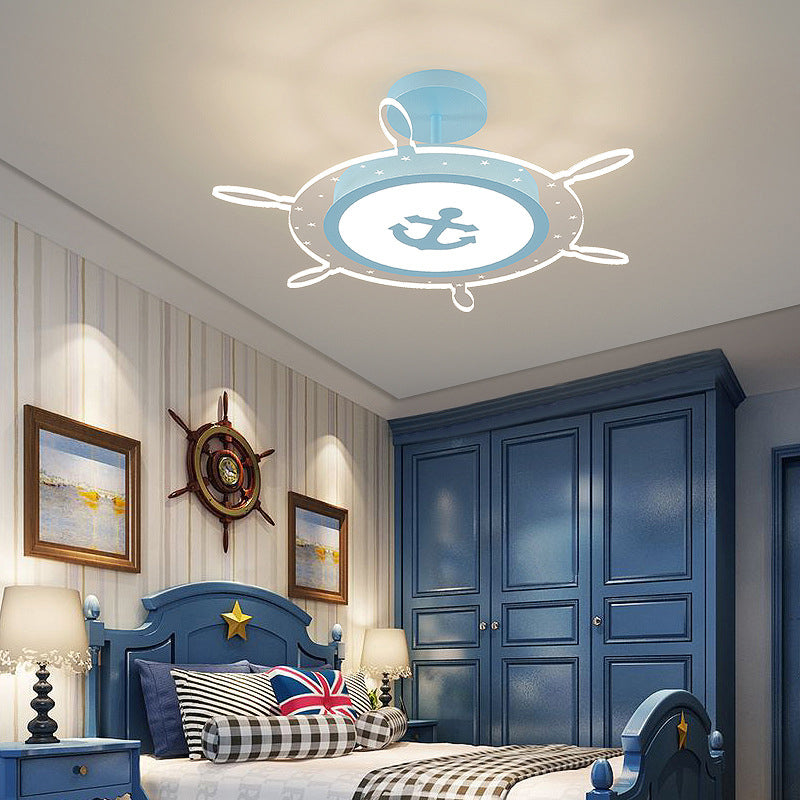 Kids Flush Mount Light Rudder Metal LED Ceiling Mount Light Fixture for Children's Room