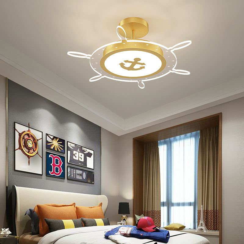 Kids Flush Mount Light Rudder Metal LED Ceiling Mount Light Fixture for Children's Room