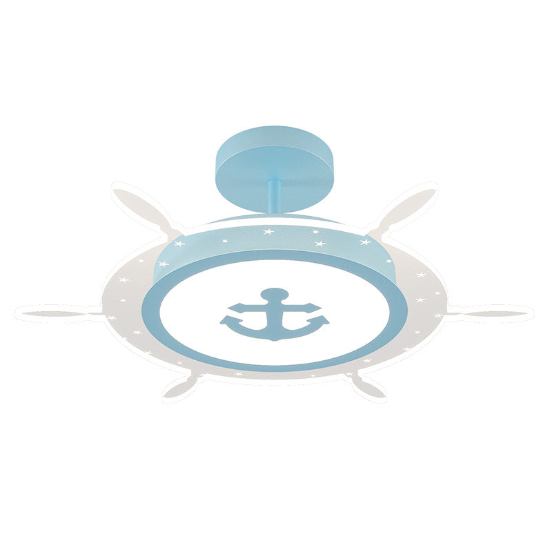 Kids Flush Mount Light Rudder Metal LED Ceiling Mount Light Fixture for Children's Room