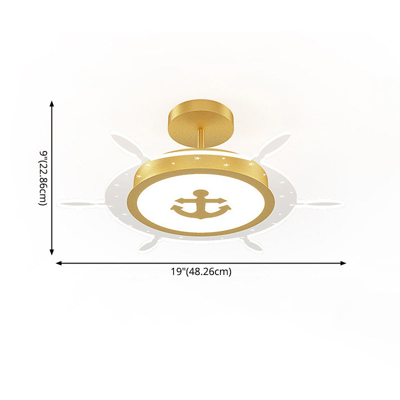 Kids Flush Mount Light Rudder Metal LED Ceiling Mount Light Fixture for Children's Room