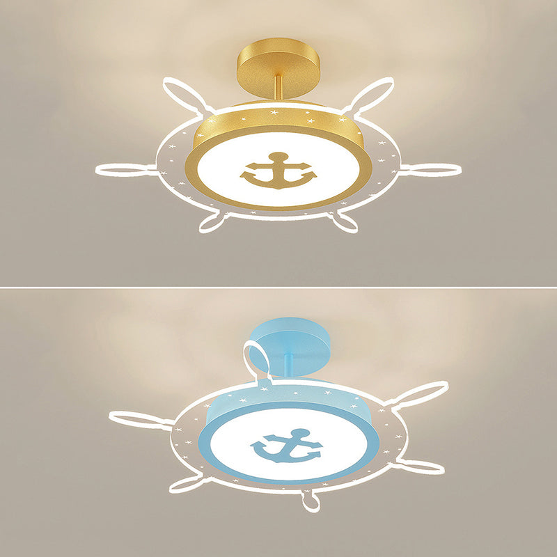 Kids Flush Mount Light Rudder Metal LED Ceiling Mount Light Fixture for Children's Room