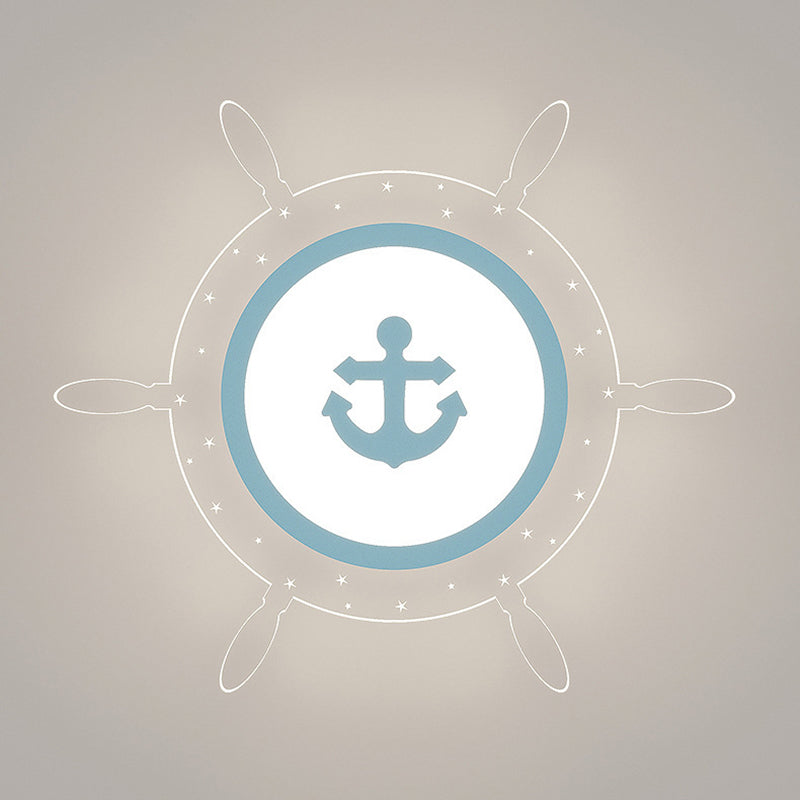 Kids Flush Mount Light Rudder Metal LED Ceiling Mount Light Fixture for Children's Room