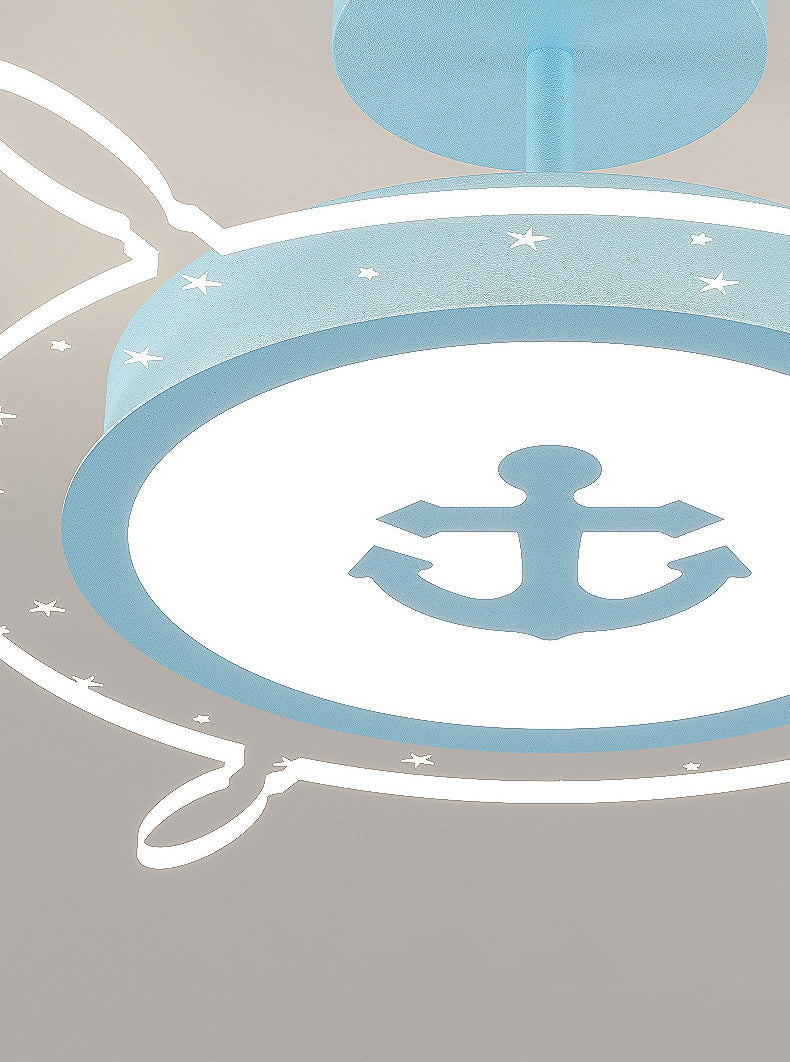 Kids Flush Mount Light Rudder Metal LED Ceiling Mount Light Fixture for Children's Room