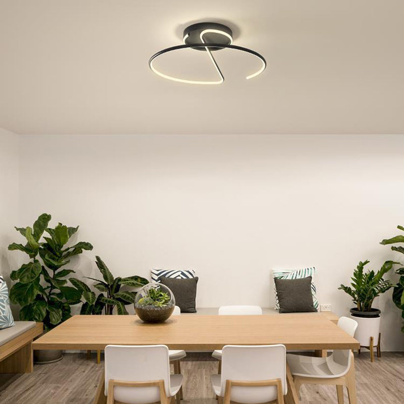 Swirl Wave 1-Light Flush Mount Lighting Fixtures Modern Style Black Flush Ceiling Light