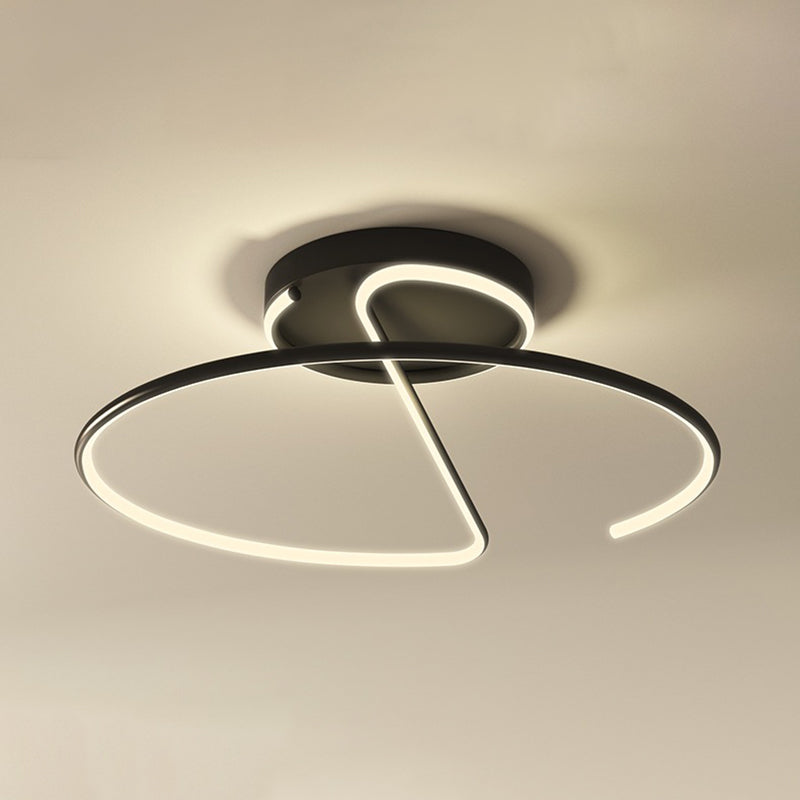 Swirl Wave 1-Light Flush Mount Lighting Fixtures Modern Style Black Flush Ceiling Light