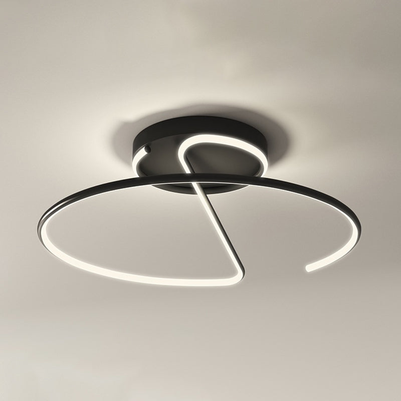 Swirl Wave 1-Light Flush Mount Lighting Fixtures Modern Style Black Flush Ceiling Light