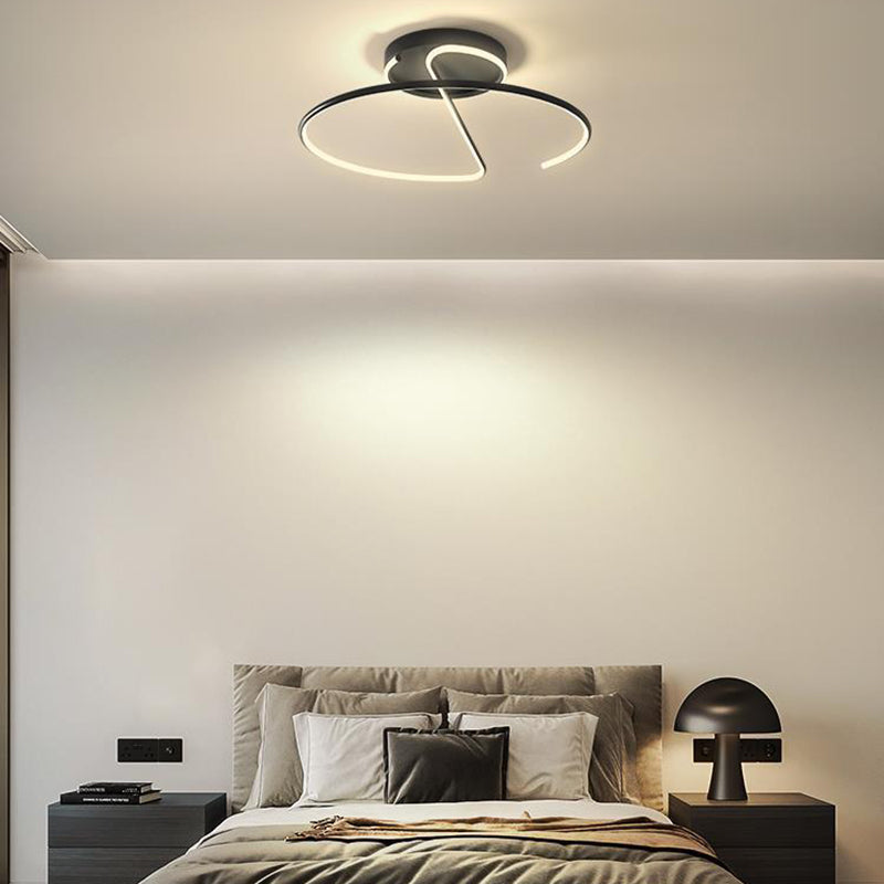 Swirl Wave 1-Light Flush Mount Lighting Fixtures Modern Style Black Flush Ceiling Light