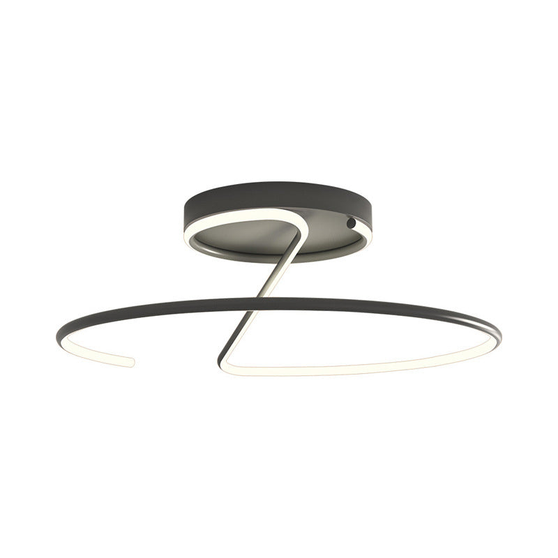 Swirl Wave 1-Light Flush Mount Lighting Fixtures Modern Style Black Flush Ceiling Light