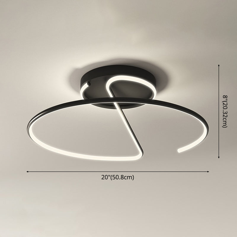 Swirl Wave 1-Light Flush Mount Lighting Fixtures Modern Style Black Flush Ceiling Light
