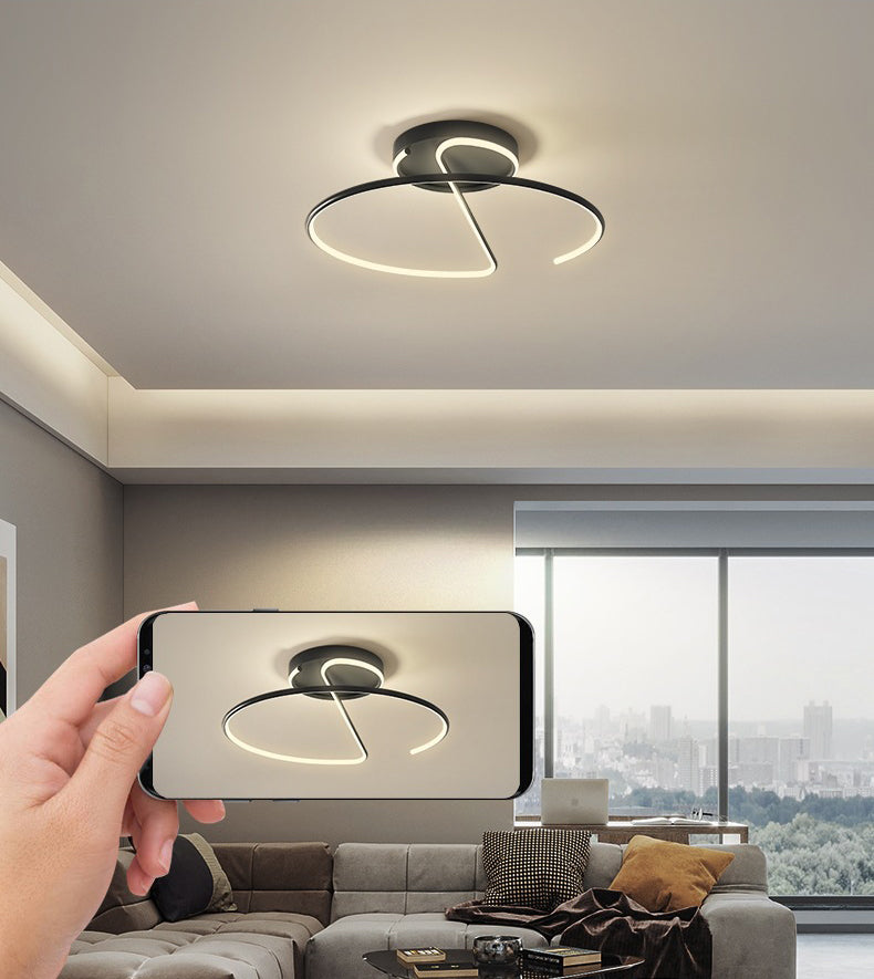 Swirl Wave 1-Light Flush Mount Lighting Fixtures Modern Style Black Flush Ceiling Light