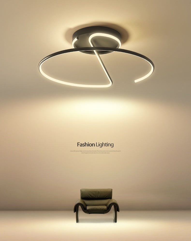 Swirl Wave 1-Light Flush Mount Lighting Fixtures Modern Style Black Flush Ceiling Light