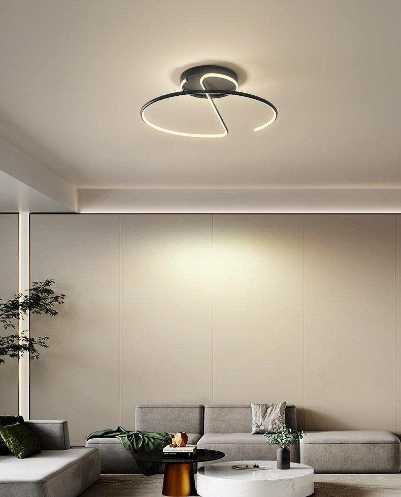 Swirl Wave 1-Light Flush Mount Lighting Fixtures Modern Style Black Flush Ceiling Light