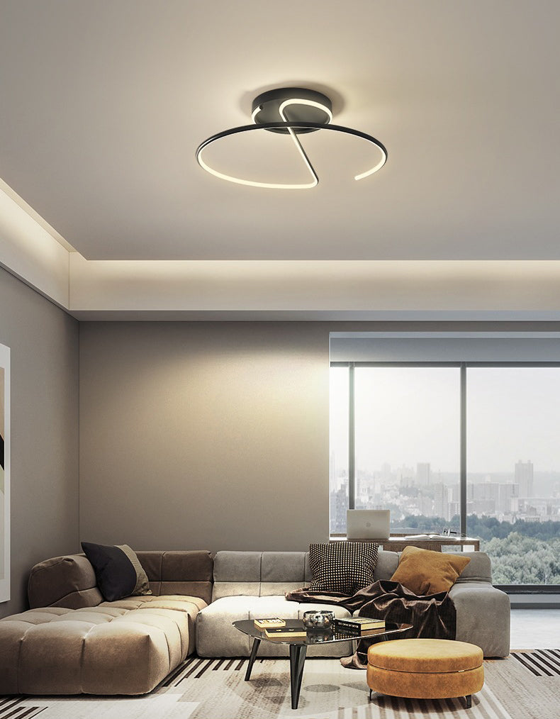 Swirl Wave 1-Light Flush Mount Lighting Fixtures Modern Style Black Flush Ceiling Light