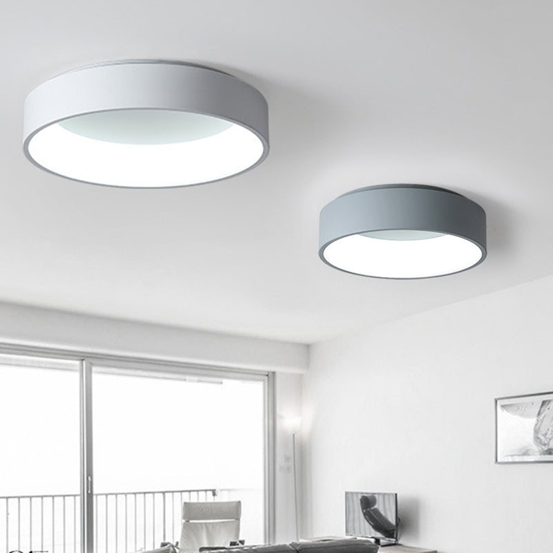 Modern Nordic LED Macaron Ceiling Light Aluminium Circular Flush Mount with Acrylic Shade