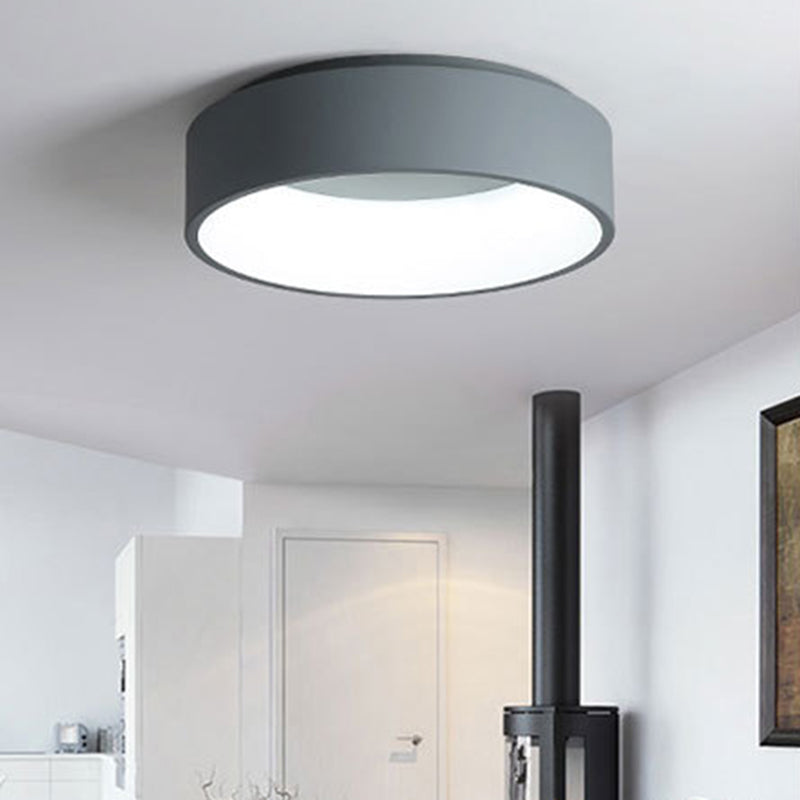 Modern Nordic LED Macaron Ceiling Light Aluminium Circular Flush Mount with Acrylic Shade