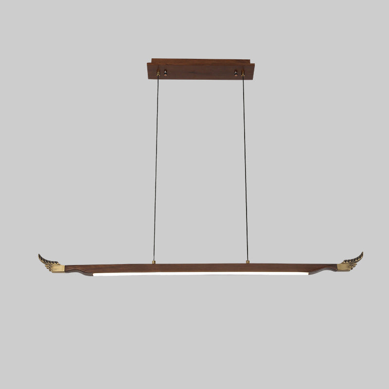 Wood Hanging Pendant Lights Nordic Modern Linear Hanging Lamps for Tea Room