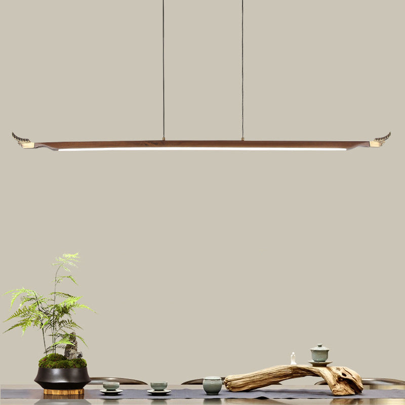 Wood Hanging Pendant Lights Nordic Modern Linear Hanging Lamps for Tea Room