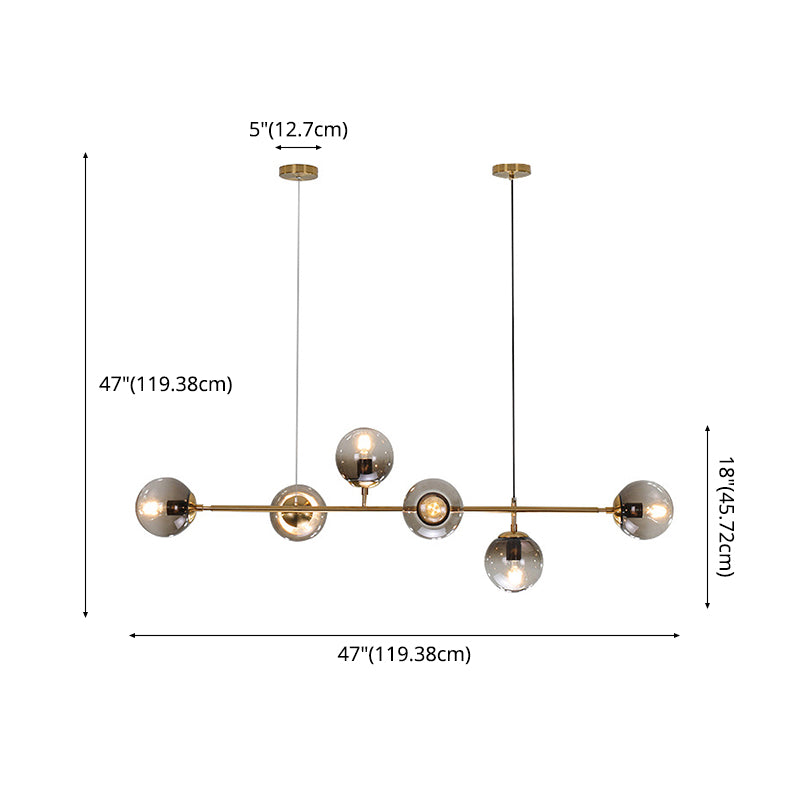 Gold Metal Hanging Ceiling Light Linear Modern Island Lamps for Dining Room