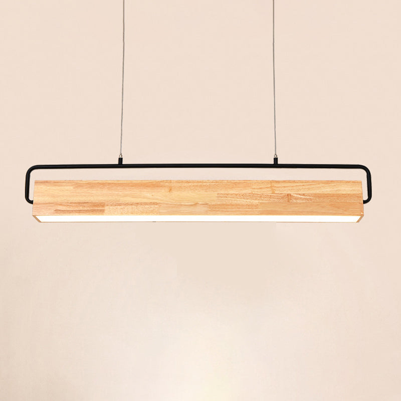 Modern Kitchen Island Lighting Cuboid Island Light Fixture Wood 1 Light Island Lights in Black