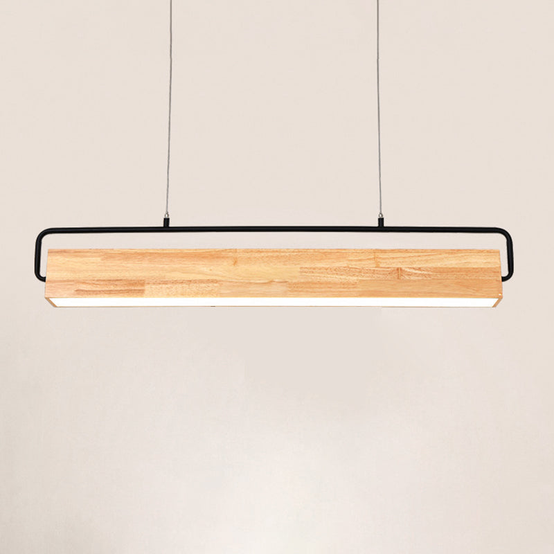 Modern Kitchen Island Lighting Cuboid Island Light Fixture Wood 1 Light Island Lights in Black