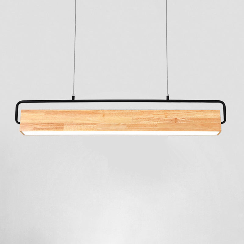 Modern Kitchen Island Lighting Cuboid Island Light Fixture Wood 1 Light Island Lights in Black