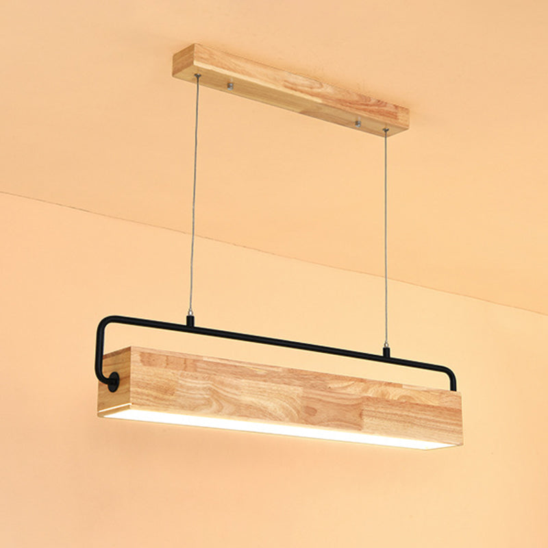 Modern Kitchen Island Lighting Cuboid Island Light Fixture Wood 1 Light Island Lights in Black