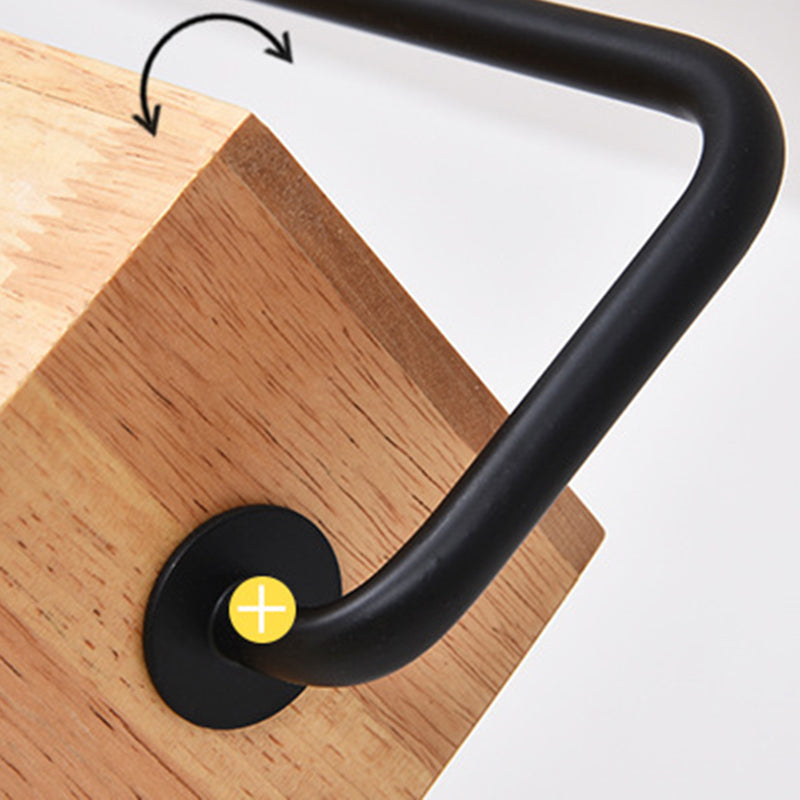 Modern Kitchen Island Lighting Cuboid Island Light Fixture Wood 1 Light Island Lights in Black