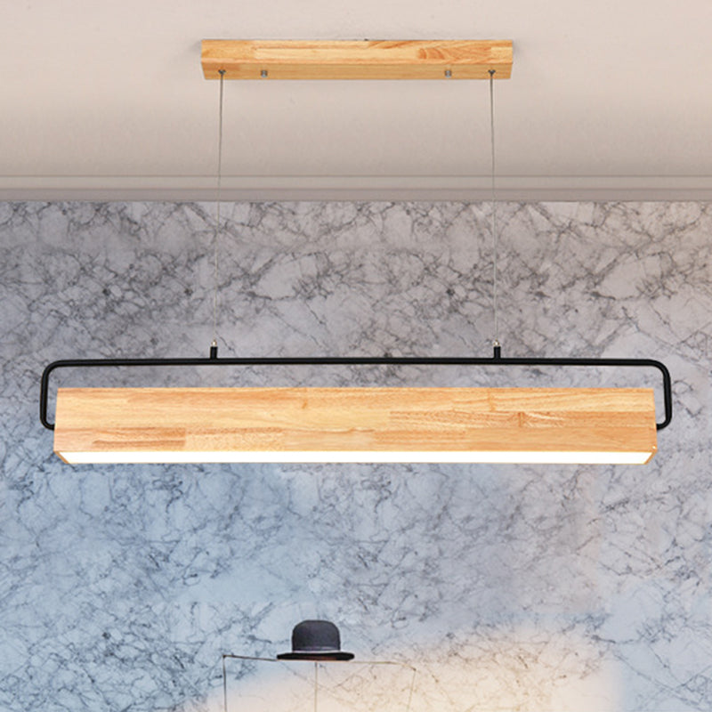 Modern Kitchen Island Lighting Cuboid Island Light Fixture Wood 1 Light Island Lights in Black