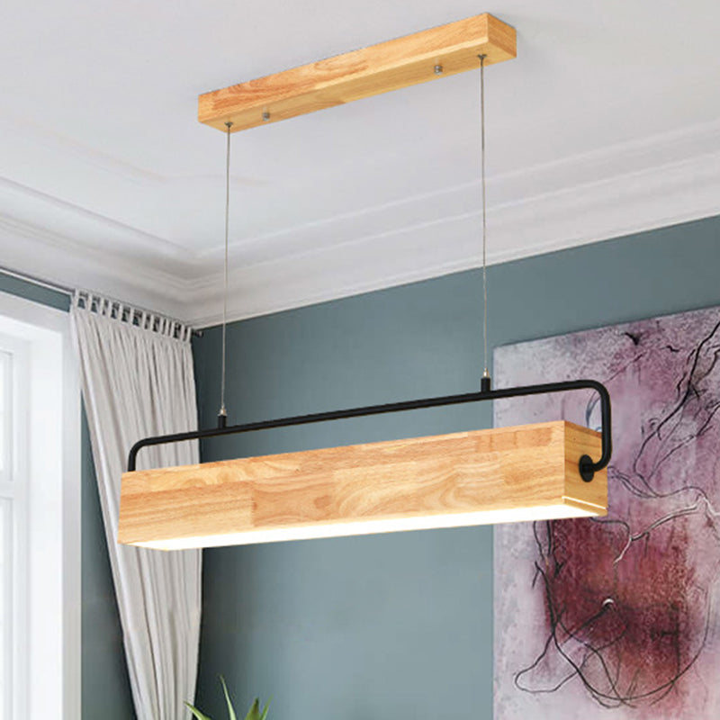 Modern Kitchen Island Lighting Cuboid Island Light Fixture Wood 1 Light Island Lights in Black