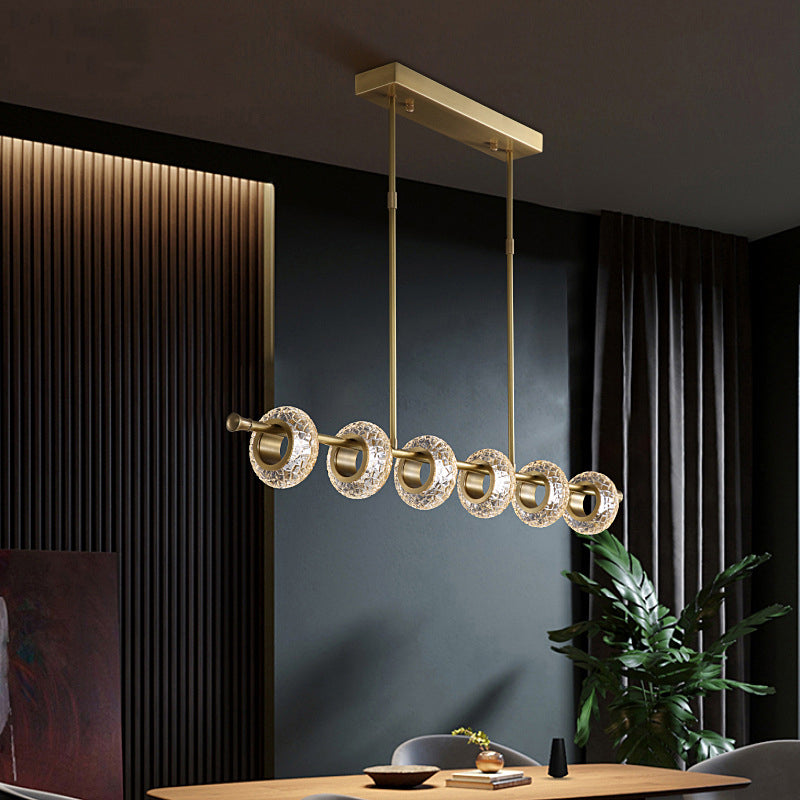 6 lichte erwten hanglamp Modern Island Lighting Glass en metalen eilandlamp in goud in goud