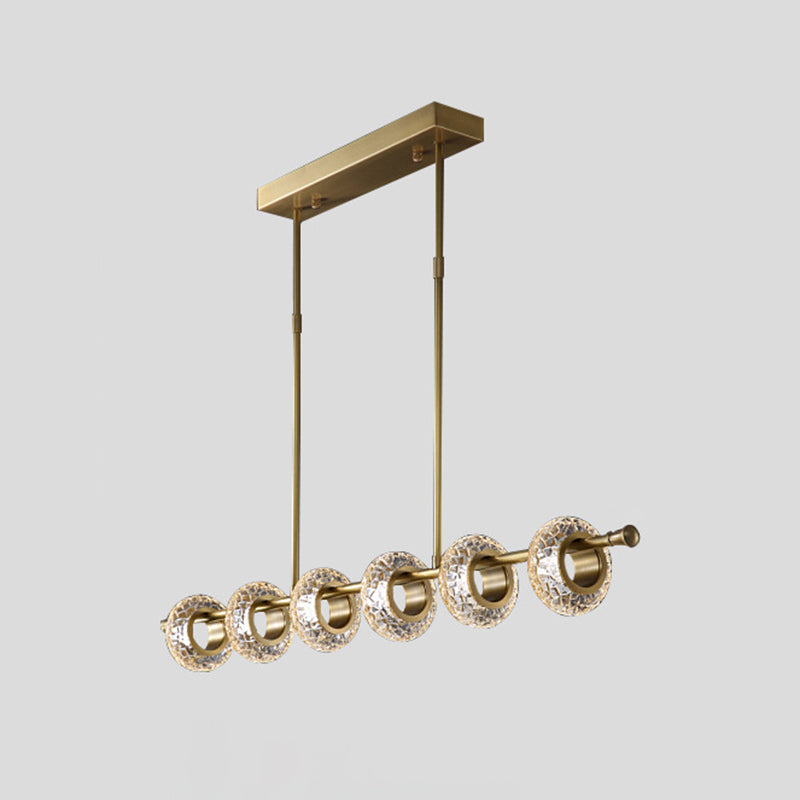 6 lichte erwten hanglamp Modern Island Lighting Glass en metalen eilandlamp in goud in goud