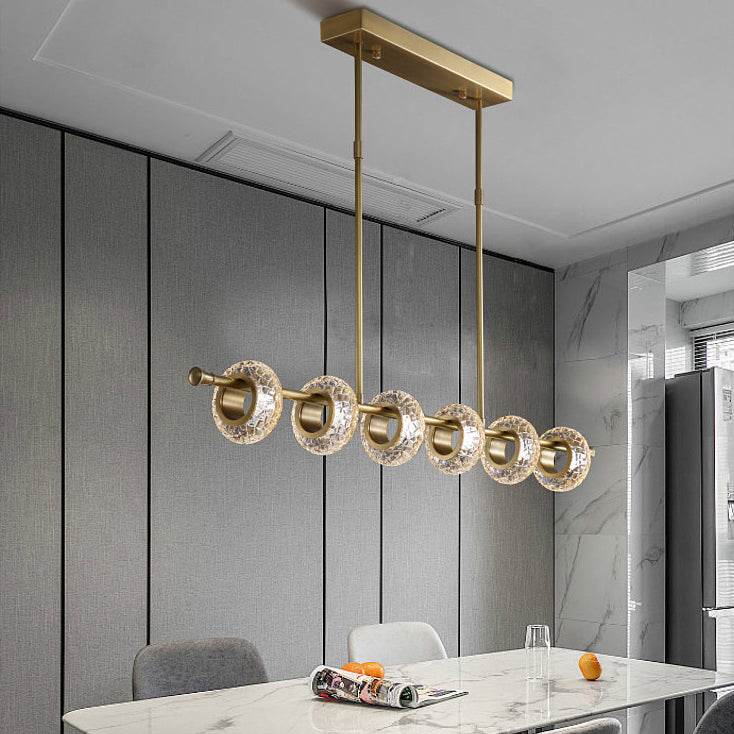 6 lichte erwten hanglamp Modern Island Lighting Glass en metalen eilandlamp in goud in goud