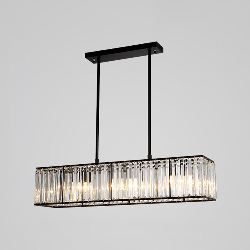 Crystal Cuboid Island Light Fixture Modern Chandelier 3 Light Island Light Fixtures