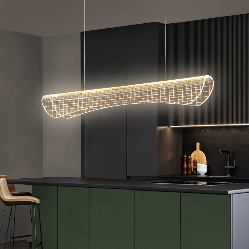 Modern Pendant Light Transparent Island Lighting Metal 1 Light Island Light Fixture in Black