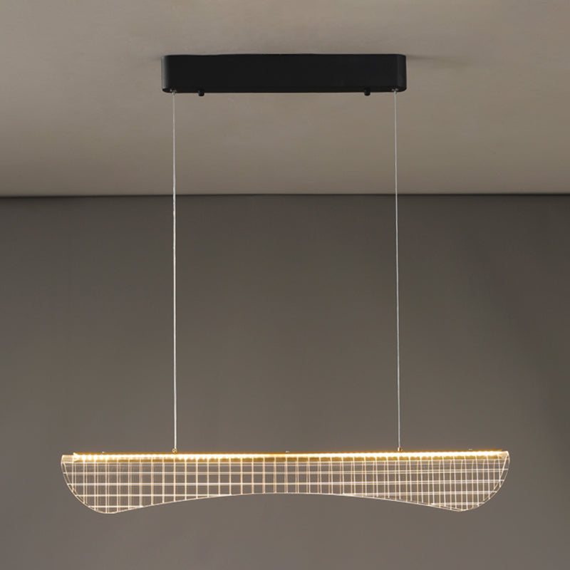 Modern Pendant Light Transparent Island Lighting Metal 1 Light Island Light Fixture in Black