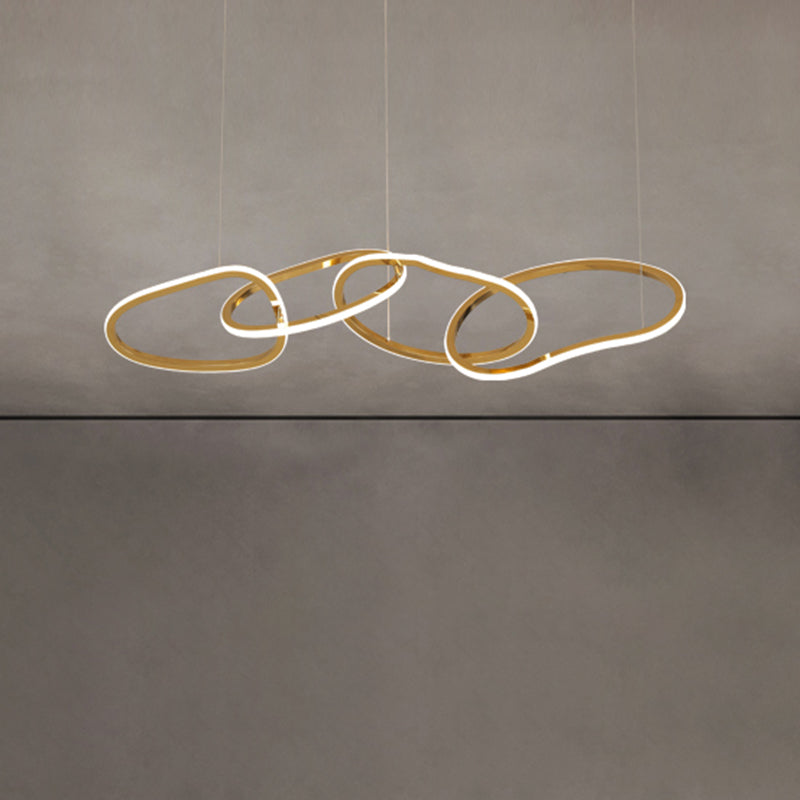 Illuminazione a sospensione lineare metallica moderna lampadario isola illuminazione